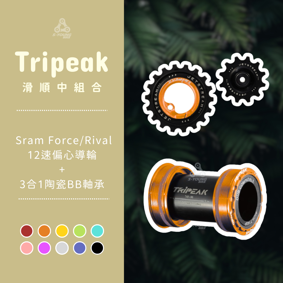 【Tripeak 超順中禮包】SRAM AXS Force / Rival 偏心導輪+3合1陶瓷BB