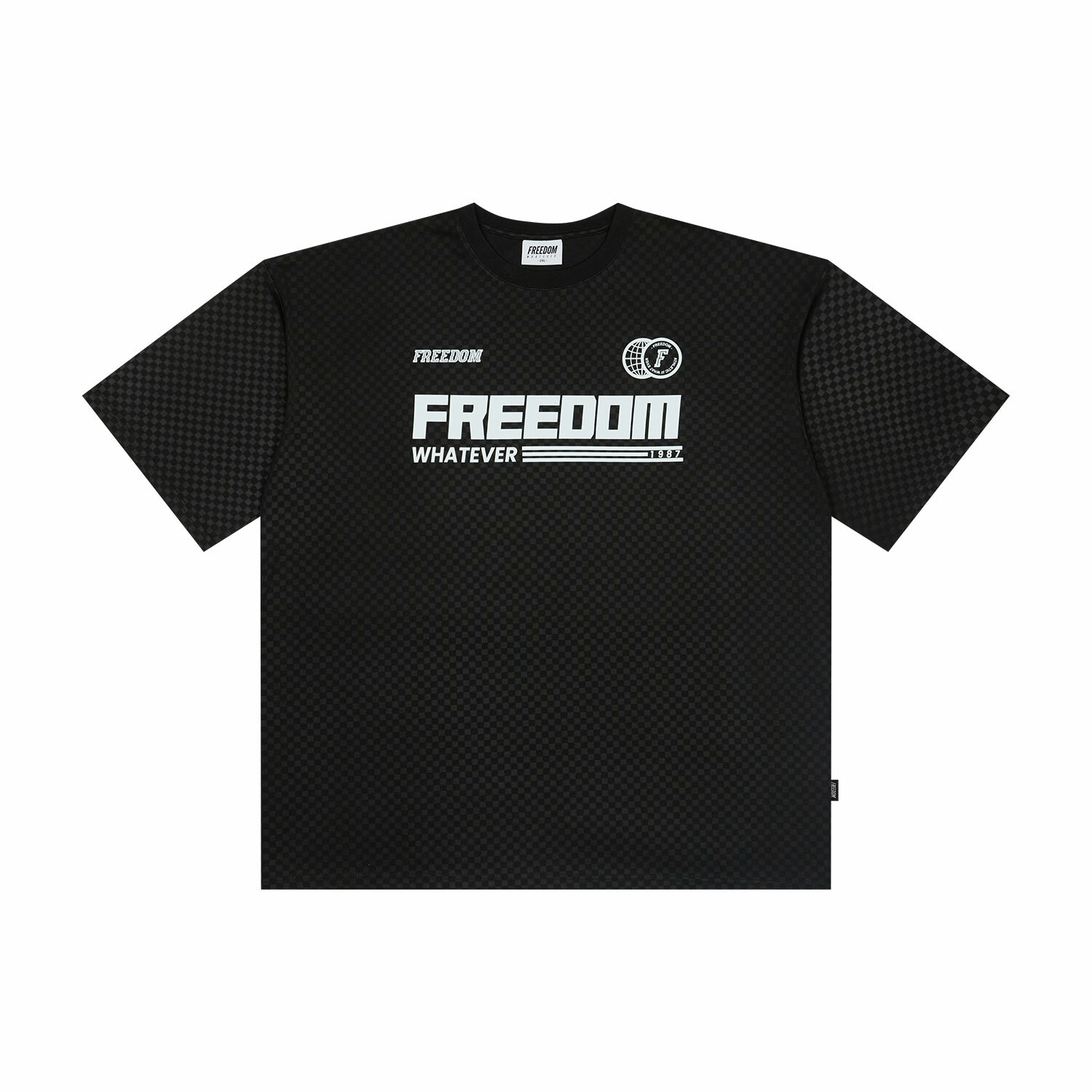 FREEDOM Checkerboard T-Shirt - BLACK