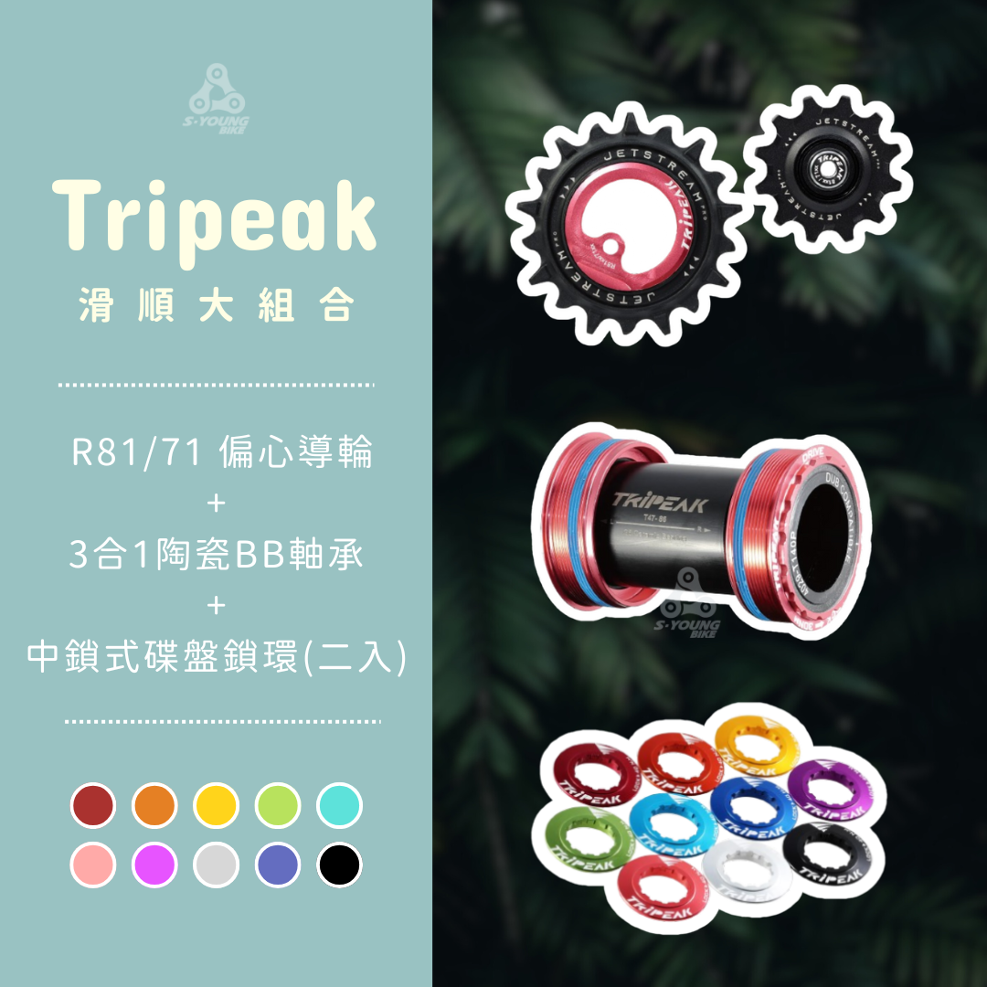 【Tripeak 超順大禮包】Shi R81/71 偏心導輪+3合1陶瓷BB+碟盤鎖環2入