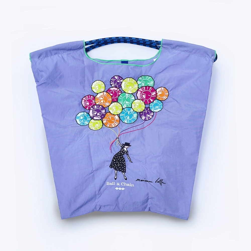 Ball＆Chain 刺繡環保購物袋 M號 - 紫 (36300226)