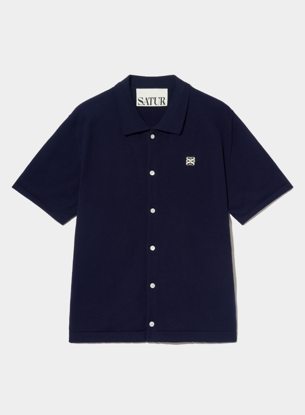 トップス SATUR Cotton Collar Half Cardigan Navy SATUR] Basic Cotton Collar Half Cardigan