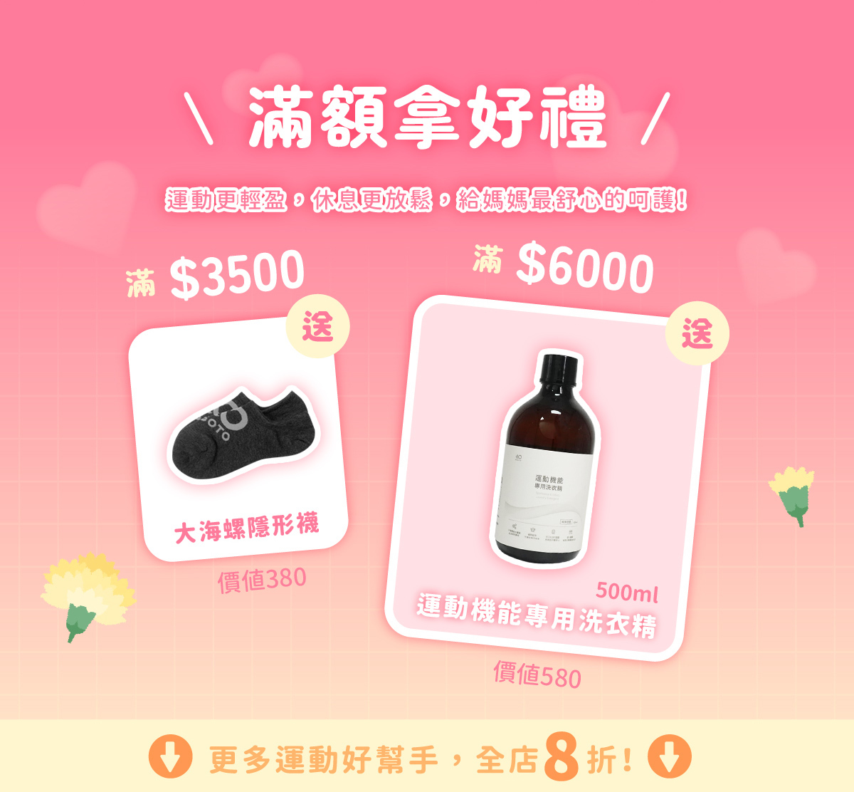 運動/恢復好幫手，全店8折優惠中！