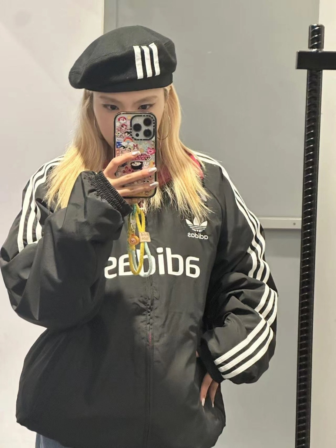 ADIDAS ORIGINALS LOGO刺繡 學院風貝雷帽 JF4210BLACK