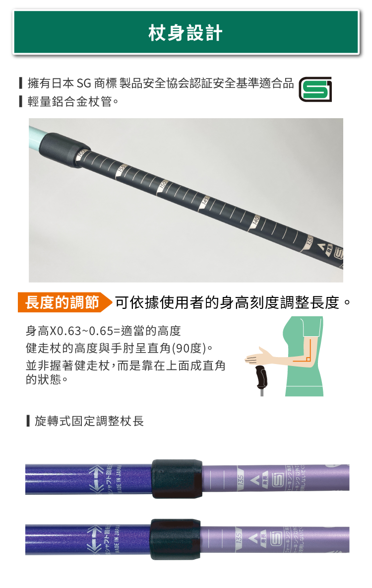 SINANO 舒適健走杖 握把設計