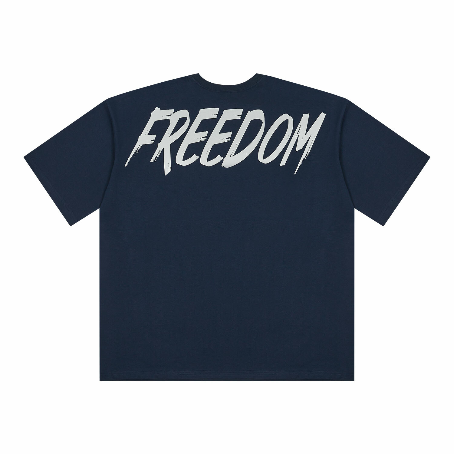 FREEDOM Overfit Back Print T-Shirt - NAVY/WHITE