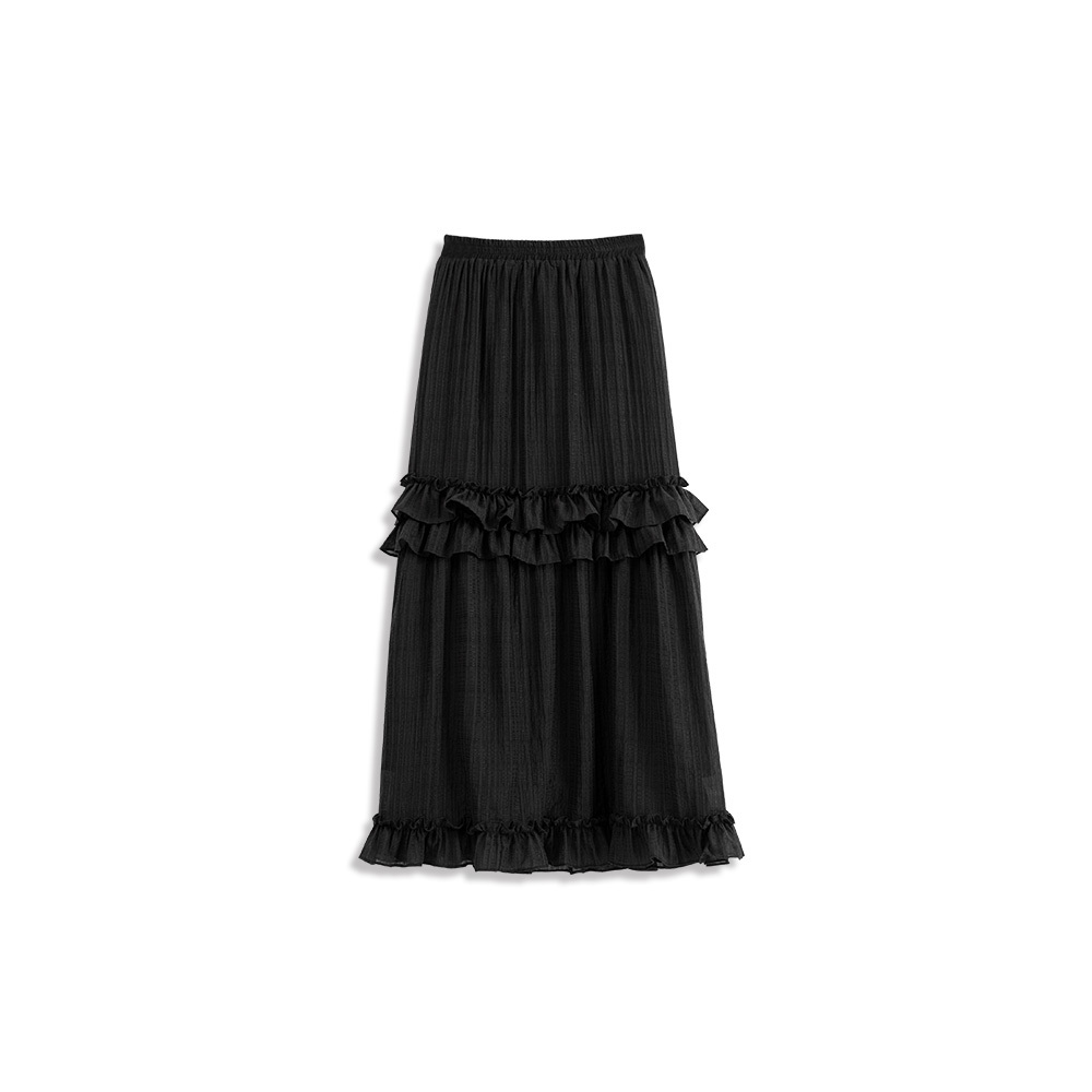 Wrinkled and finely pleated lotus leaf shaped cake long skirt sold in three colors【03021596】in stock+pre-order