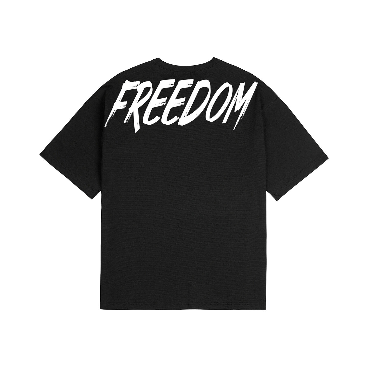 FREEDOM Overfit Back Print T-Shirt - BLACK