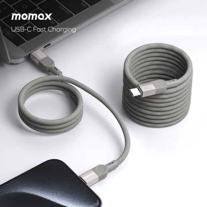 MOMAX -【鈦金屬色】Mag.Link 100W USB-C to USB-C USB2.0 磁吸充電線 2M (DC36L)