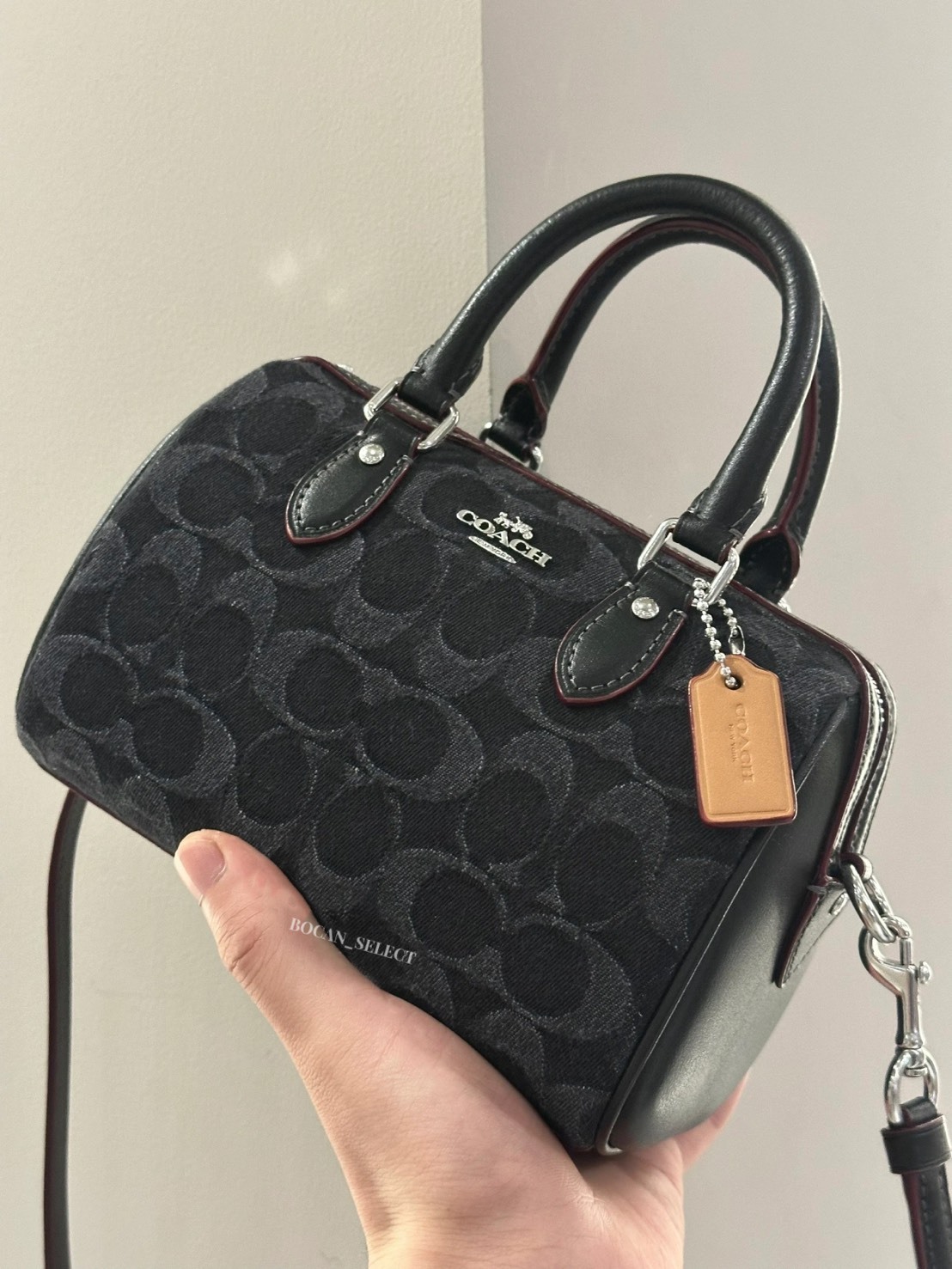 COACH ROWAN 18 波士頓黑單寧包包 CO963-SVBK