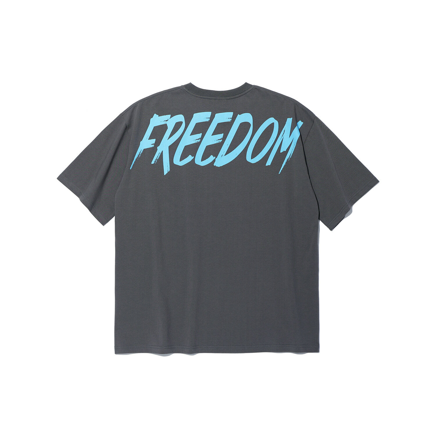 FREEDOM Overfit Back Print T-Shirt - GRAY