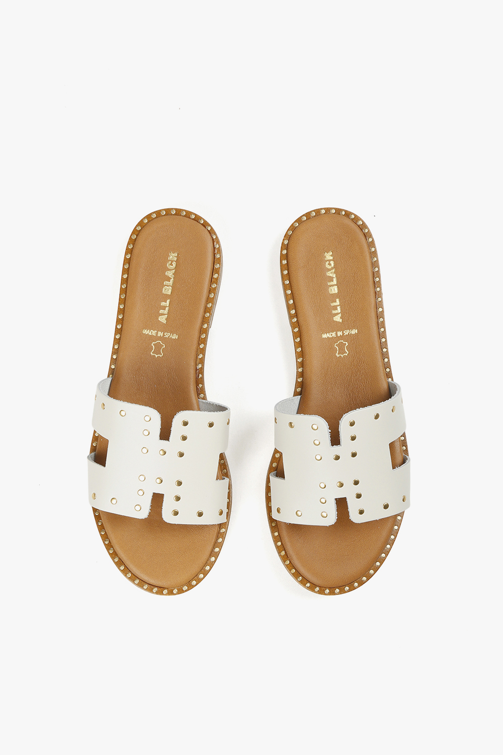 Stud H 卯丁飾釦皮中底涼鞋