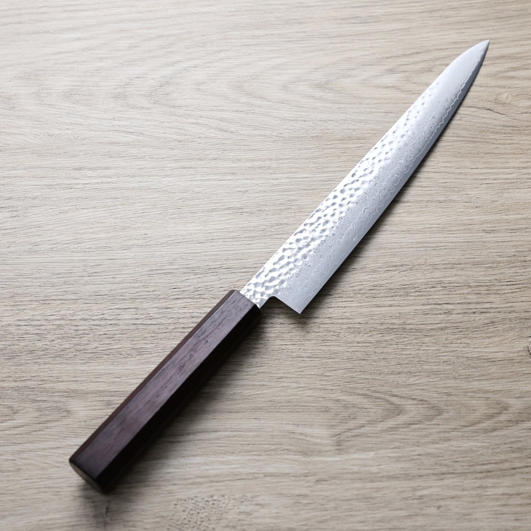 佐海 筋引 240mm VG10鋼 鎚目大馬士革 紅柄