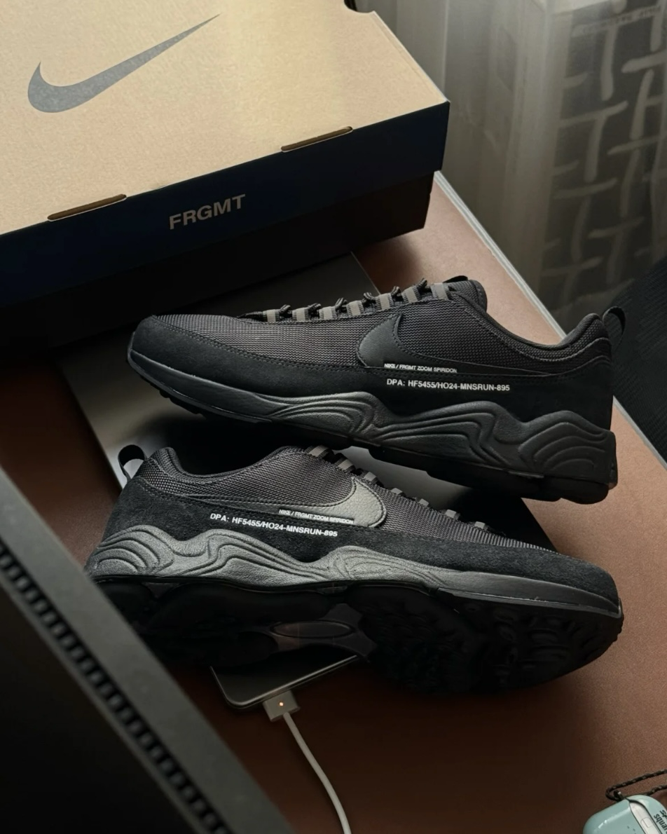 Nike Air Zoom Spiridon x Fragment “Black” 藤原浩 全黑 聯名 低筒運動休閒鞋