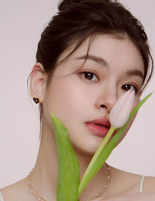 浪漫雙層愛心滴釉。夾式耳環(酒红)