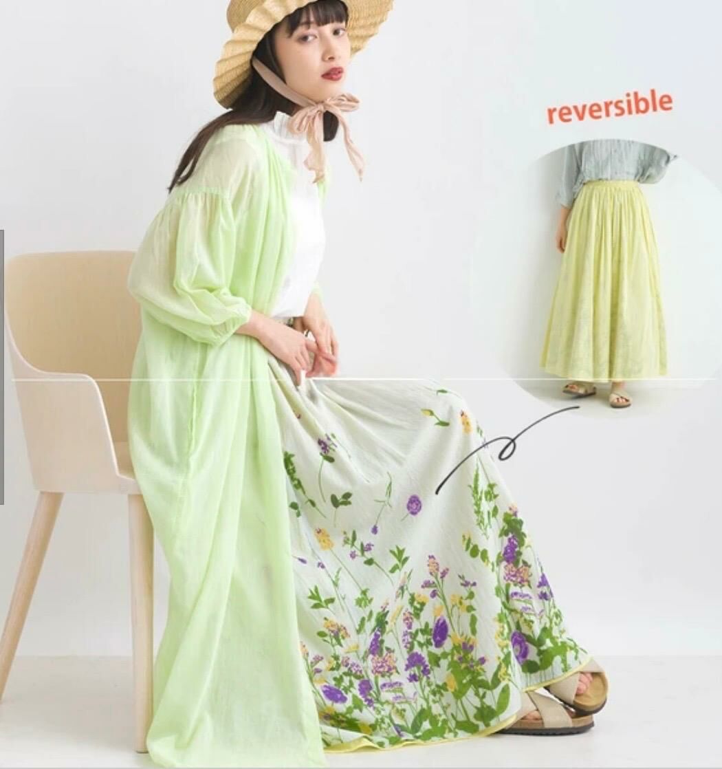 夏日花園棉質巴里紗雙面半身裙 ( 2色入 ) {日本直送}