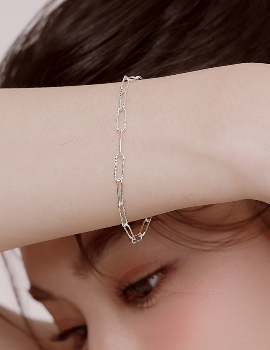 【925純銀】不規則環扣手鍊