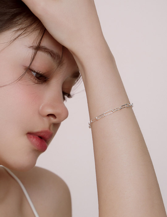 【925純銀】不規則環扣手鍊