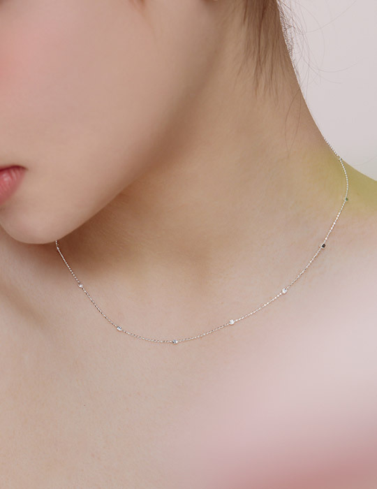 【925純銀】細緻切割圓珠間隔項鍊
