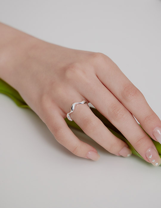 【925純銀】設計波浪可調式戒指