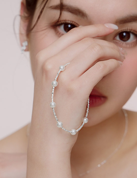【925純銀】碎銀珍珠點綴手鍊