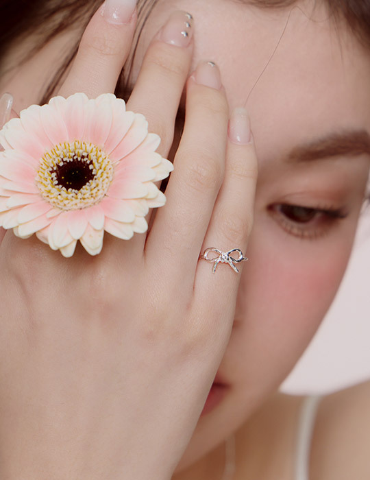 【925純銀】韓系扭結蝴蝶結可調式戒指