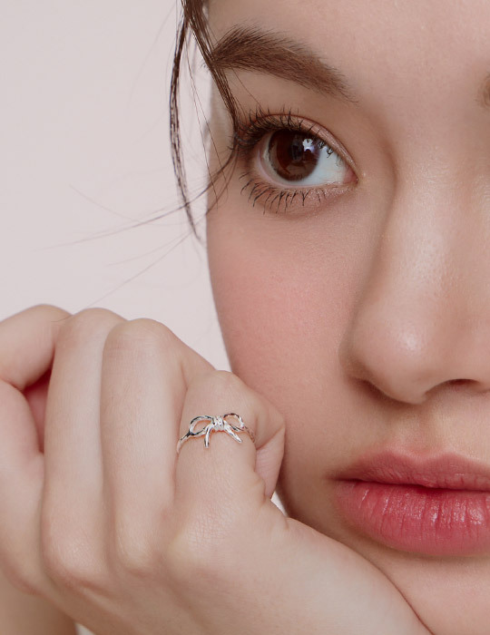 【925純銀】韓系扭結蝴蝶結可調式戒指