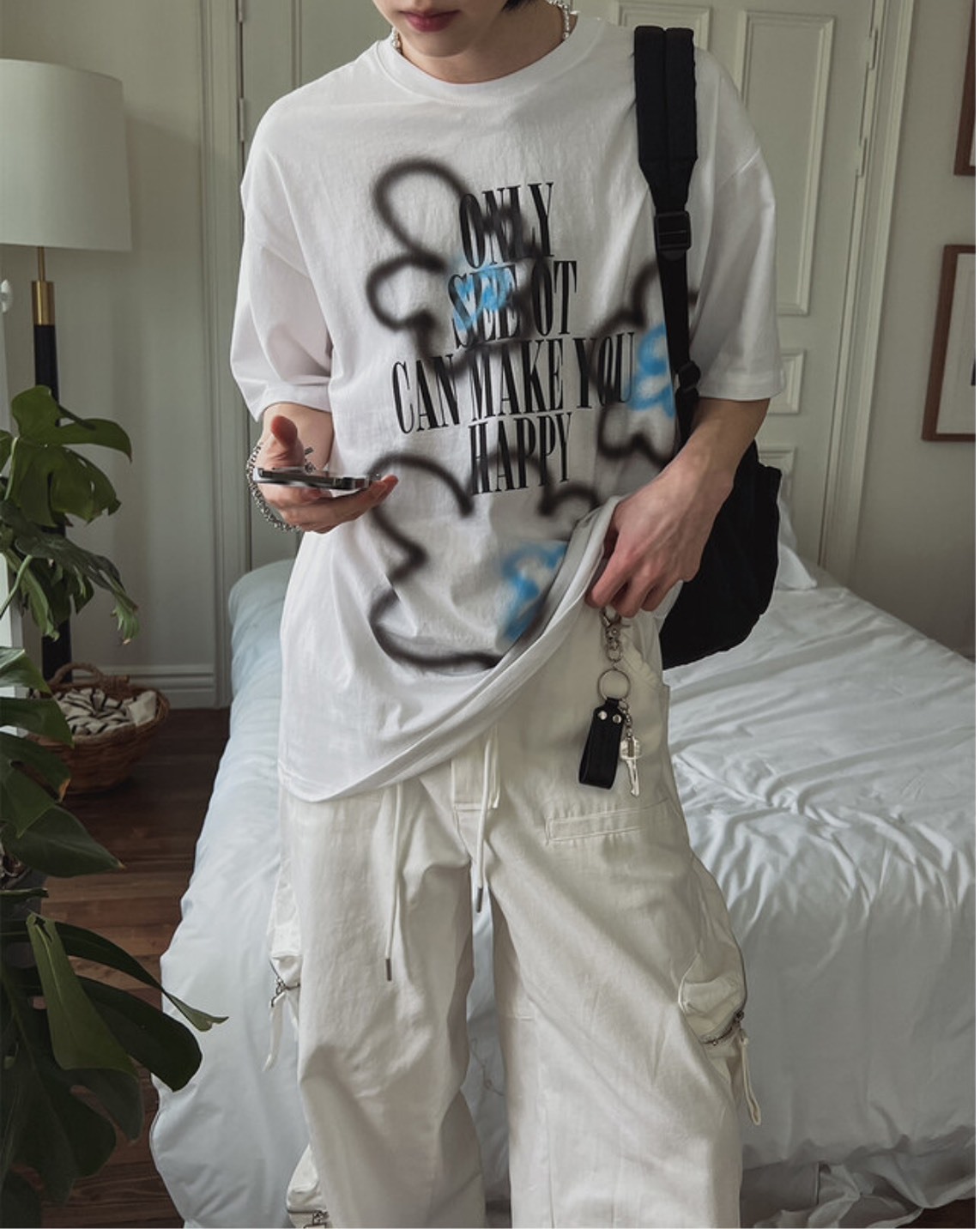 雲朵花刺繡設計短袖上衣