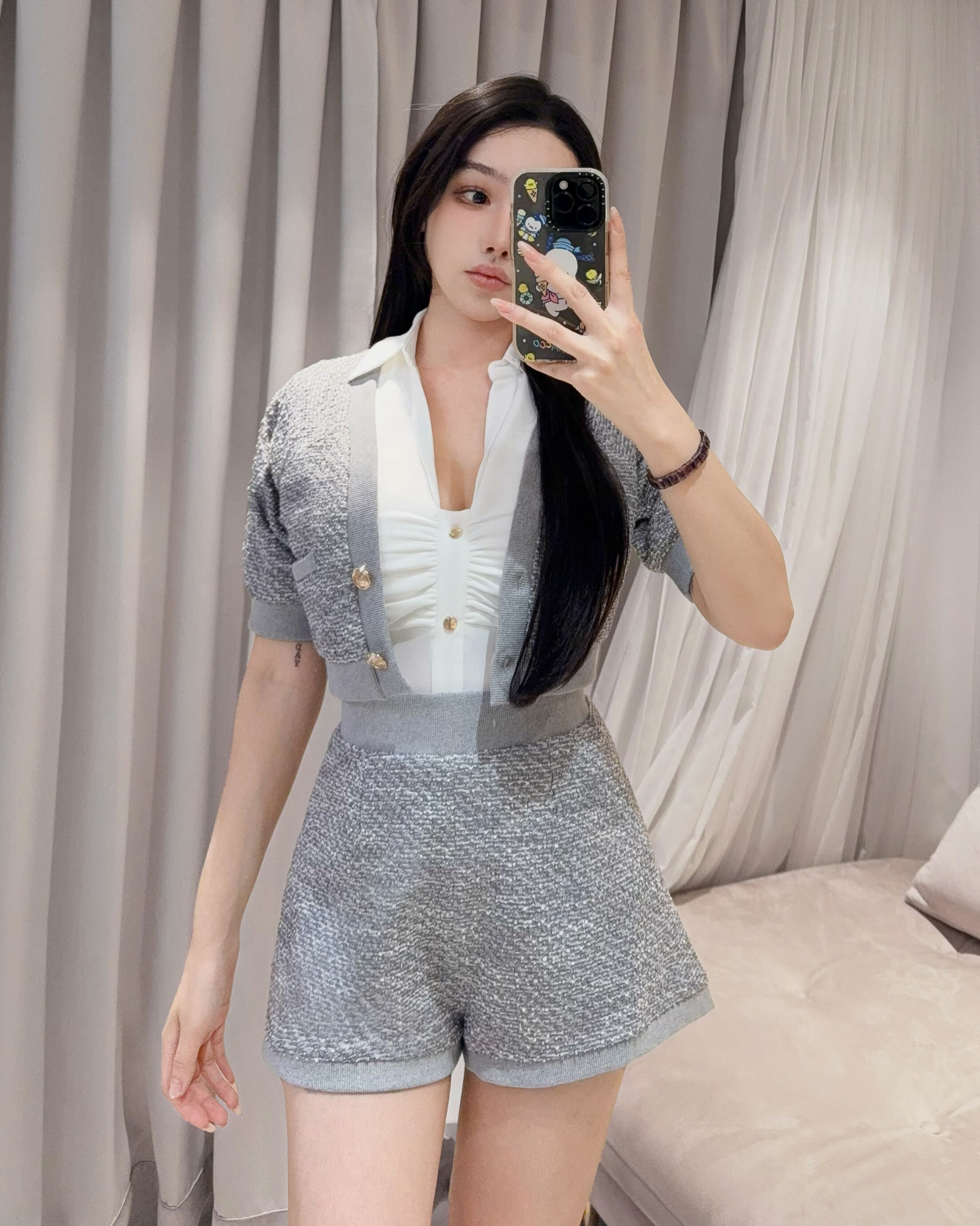 ⭒訂製-質感小香風亮蔥短袖套裝