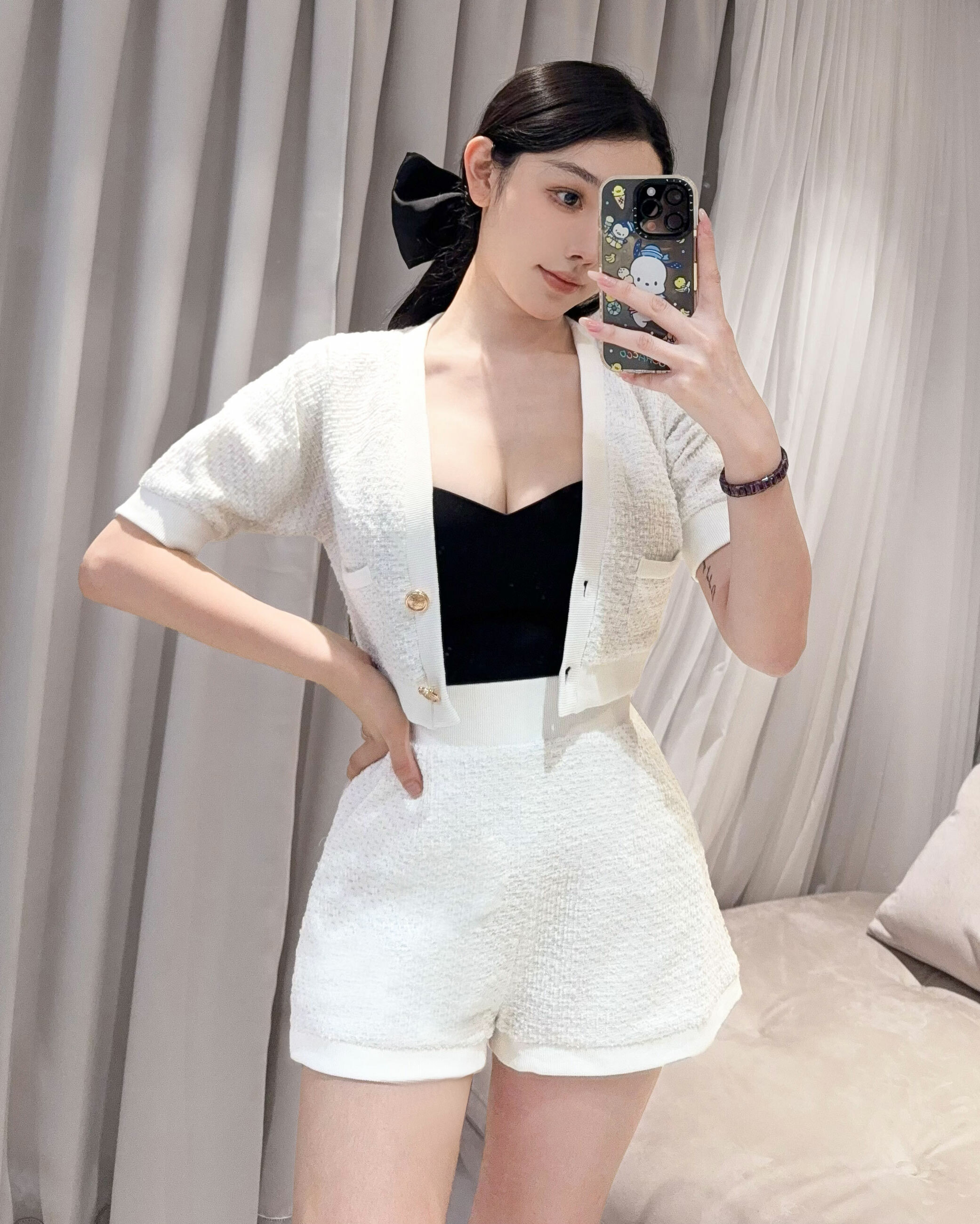 ⭒訂製-質感小香風亮蔥短袖套裝