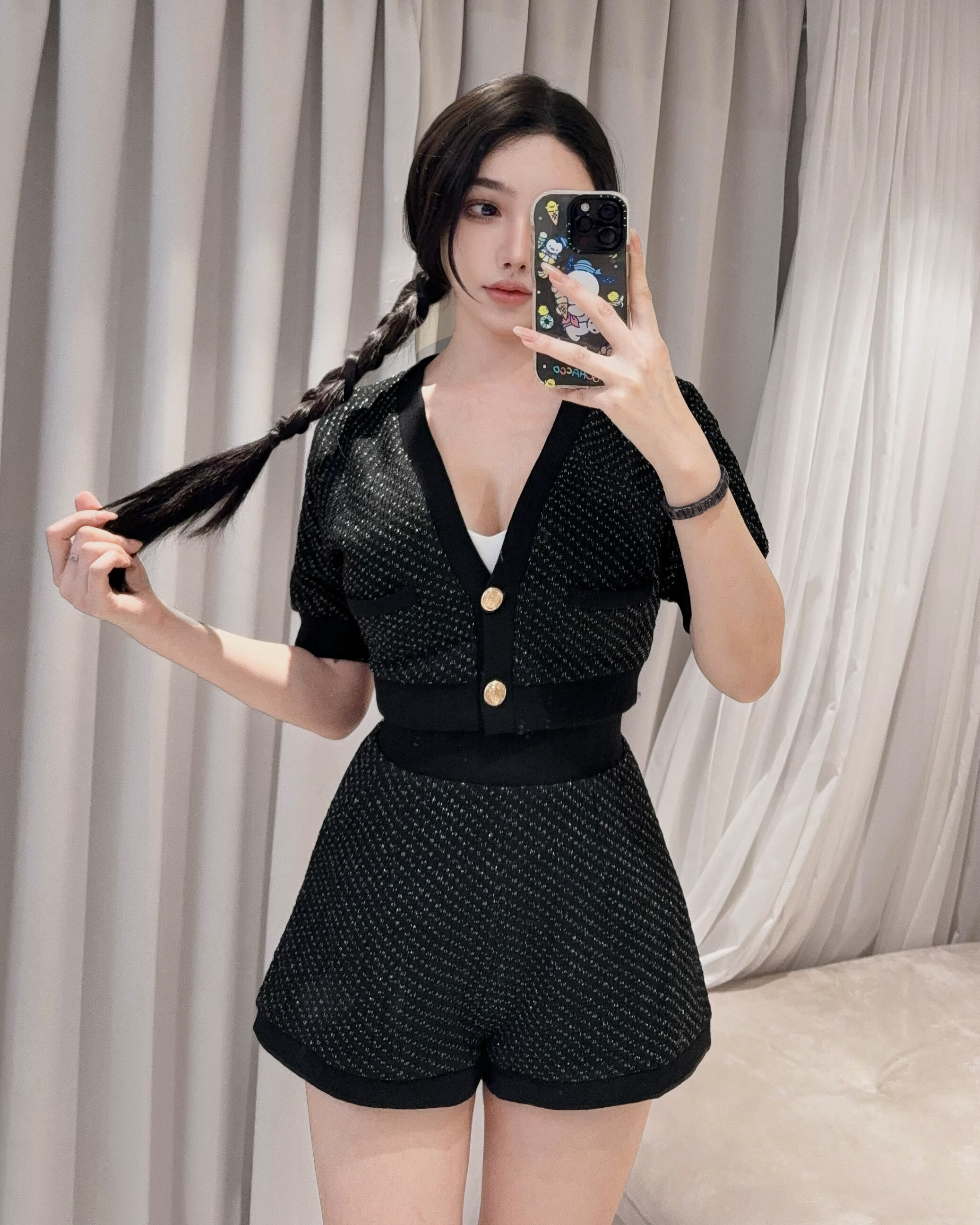 ⭒訂製-質感小香風亮蔥短袖套裝