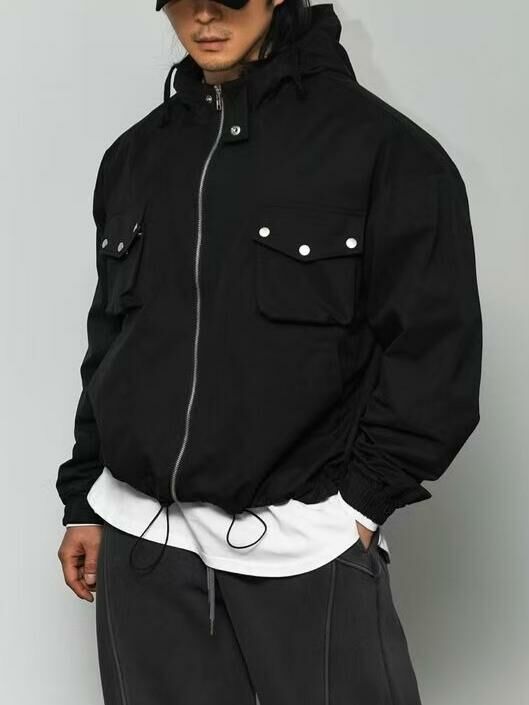 淨色連帽拉鍊外套 AUDAU-011JK