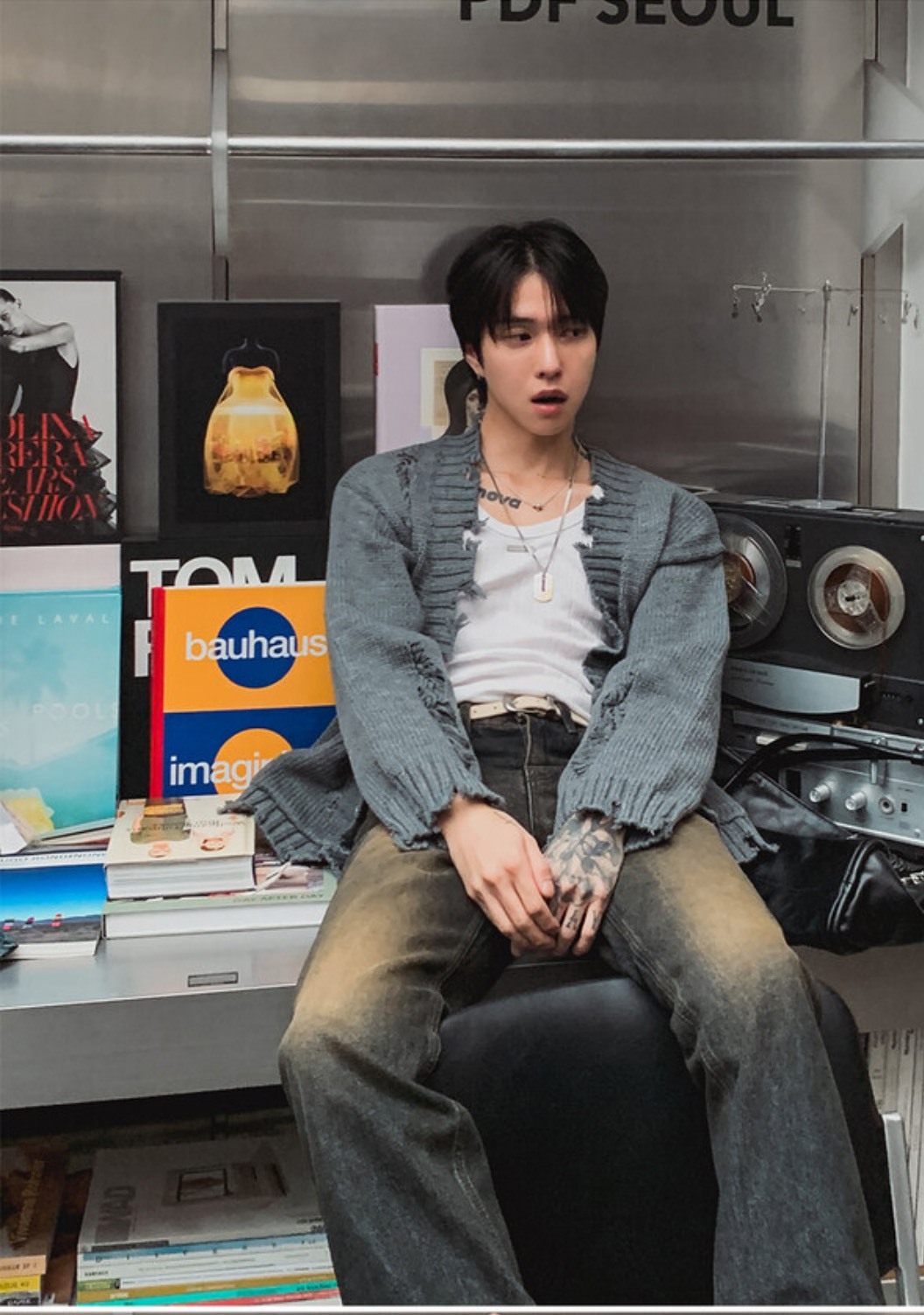 破壞針織開襟外套