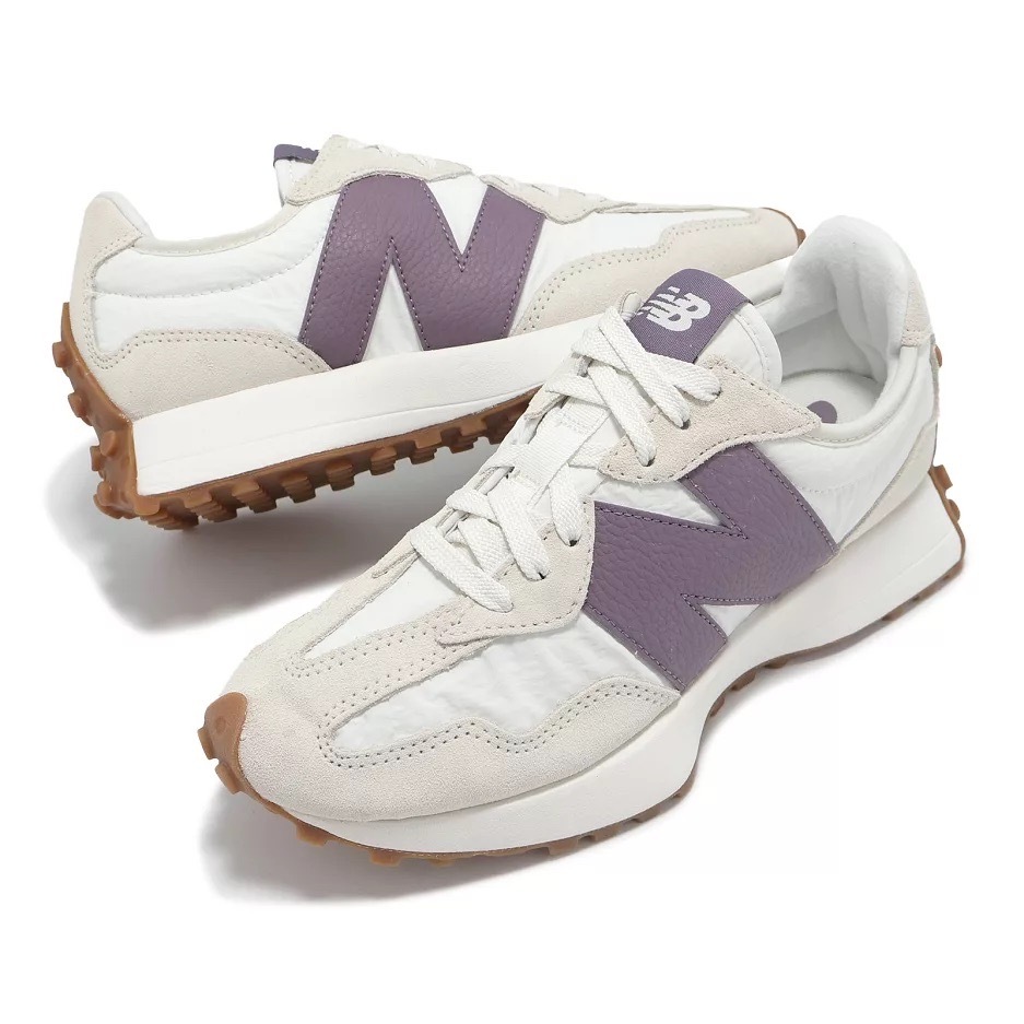 NEW BALANCE 327 米白紫 麂皮 拼接 復古 運動鞋 WS327FTC
