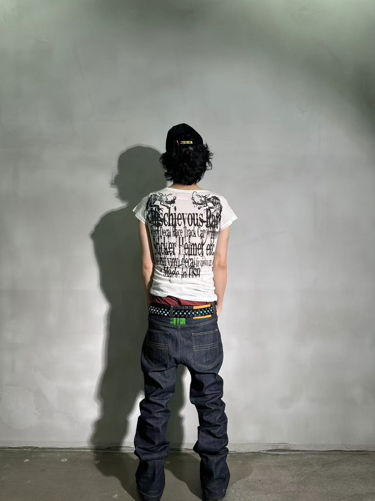 PCCVISION 3MAN0N RATS Printed Elastic Tight Short Sleeve T-Shirt