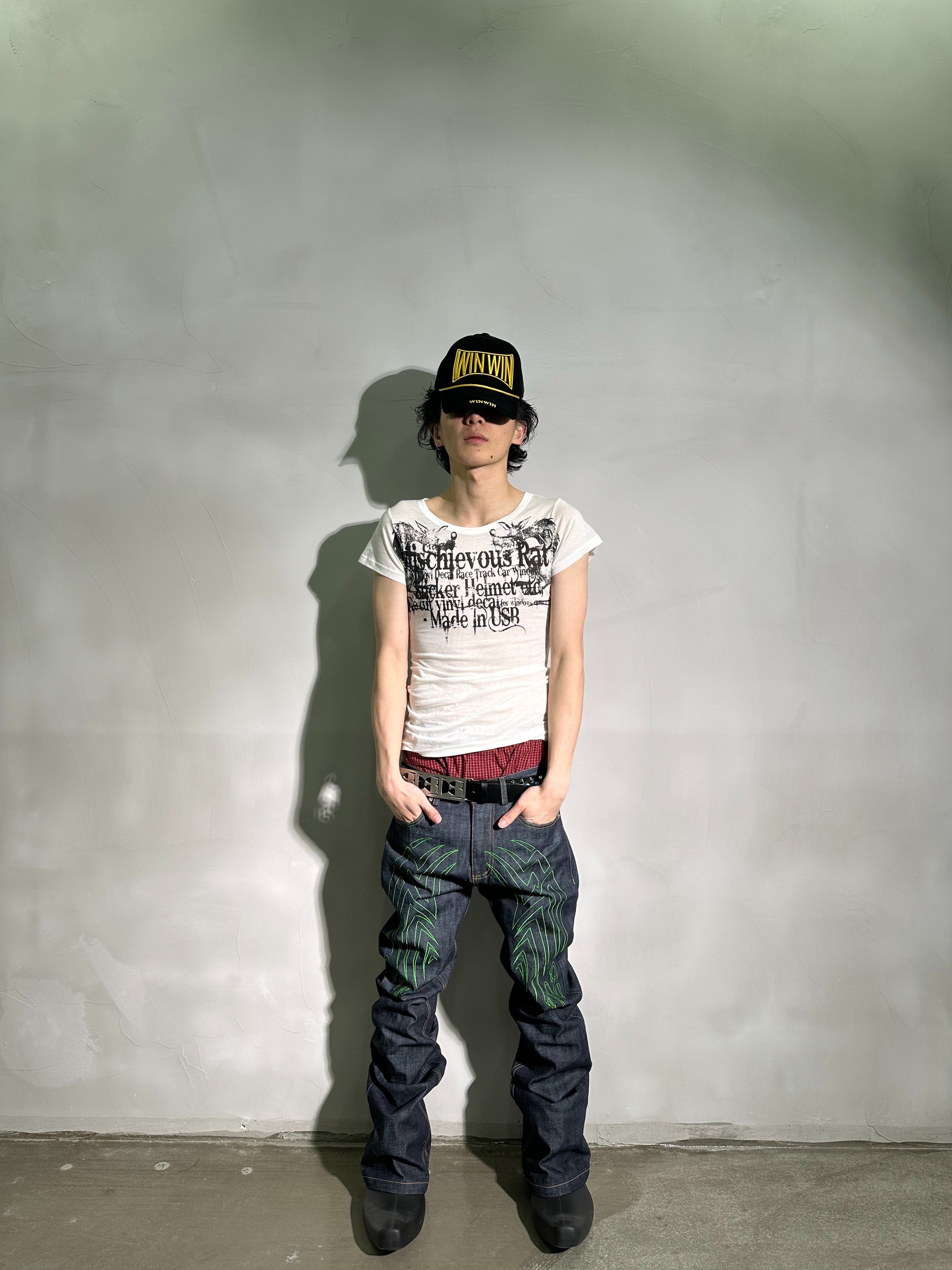 PCCVISION 3MAN0N RATS Printed Elastic Tight Short Sleeve T-Shirt