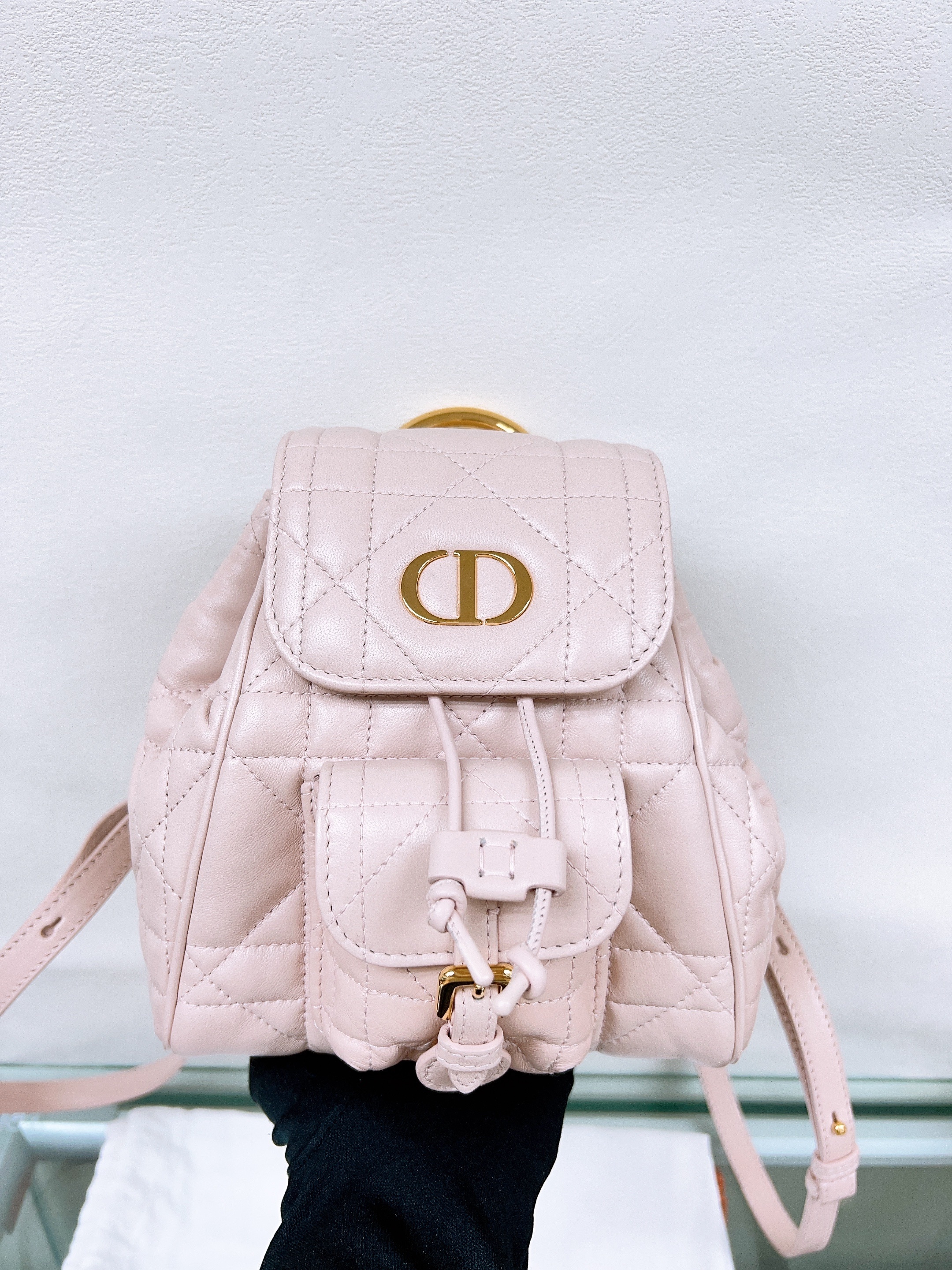 Dior caro backpack small pink