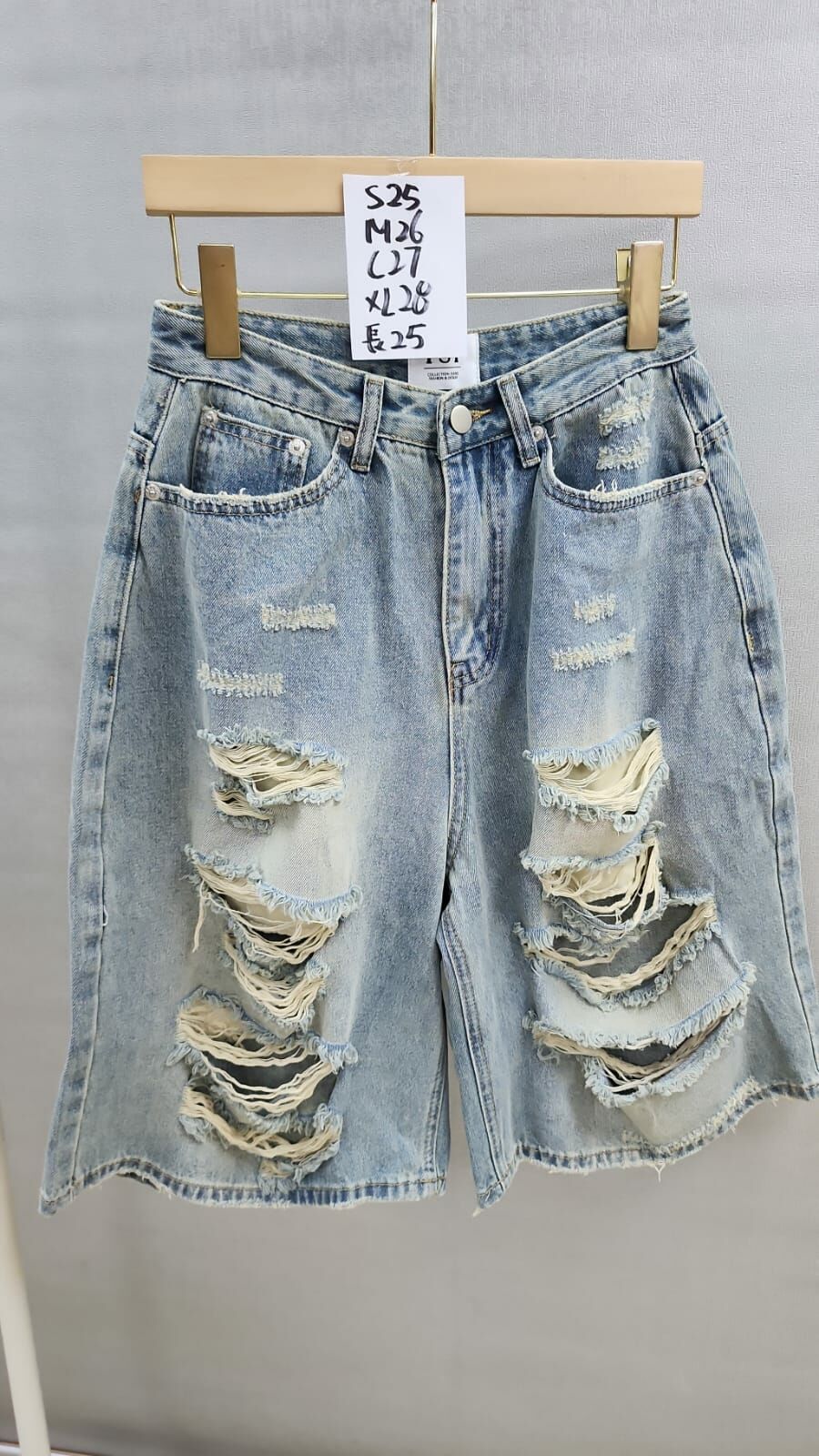 Cd7014  破爛牛仔褲  腰 S25  M26  L27  XL28 長25