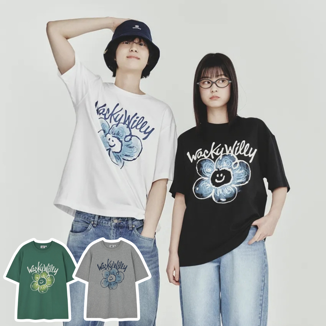 <週四收單!!!!!!!> WACKY WILLY 大標花朵短T WA2502ST06 灰GR黑BK白W綠GN