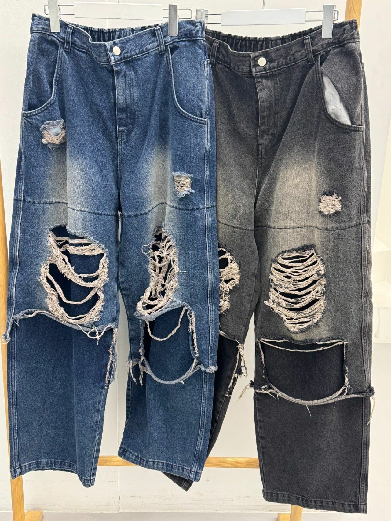 洗水破洞鬆身牛仔褲 GLAMOUR-077P