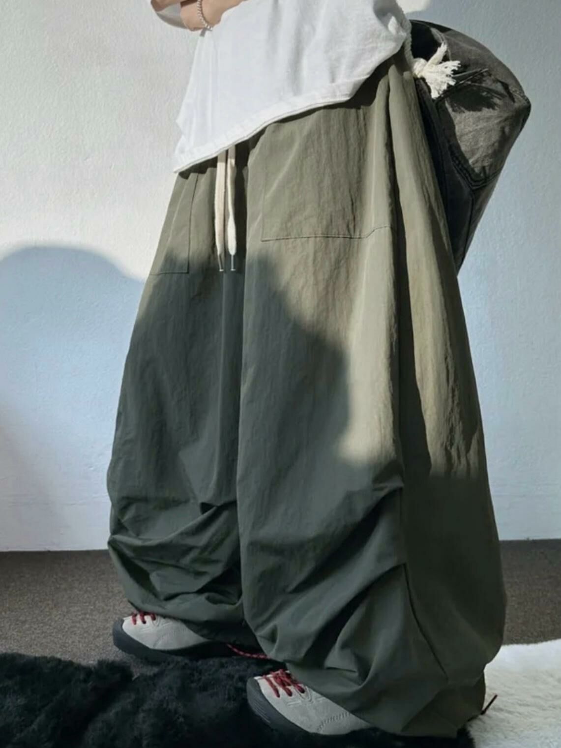 淨色可束腳鬆身褲 P3064