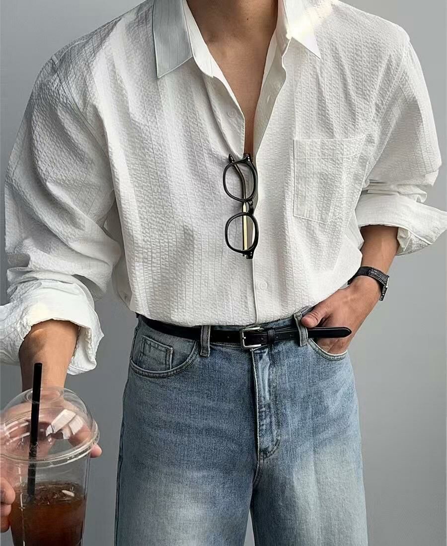 直紋長袖恤衫 S2313