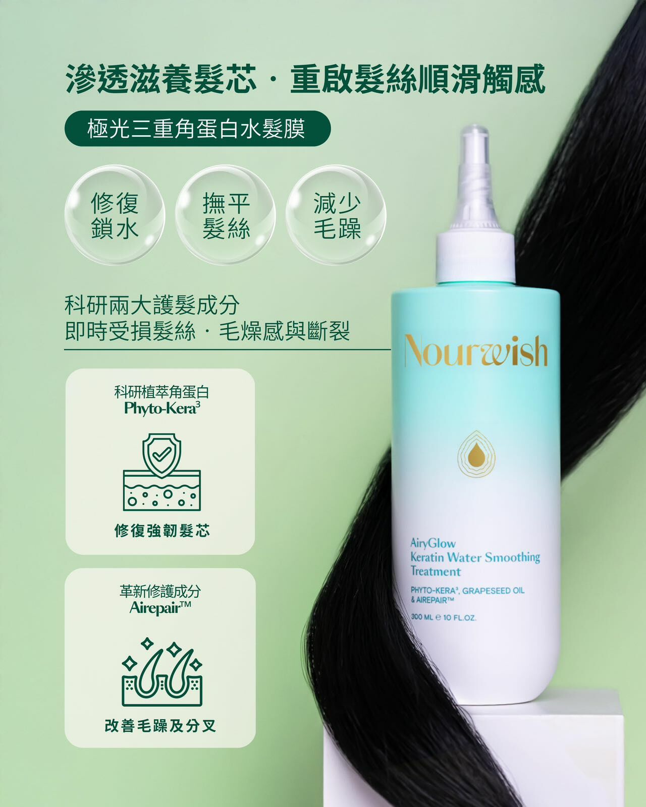極光三重角蛋白水髮膜 Airy Glow Keratin Water Smoothing Treatment -M
