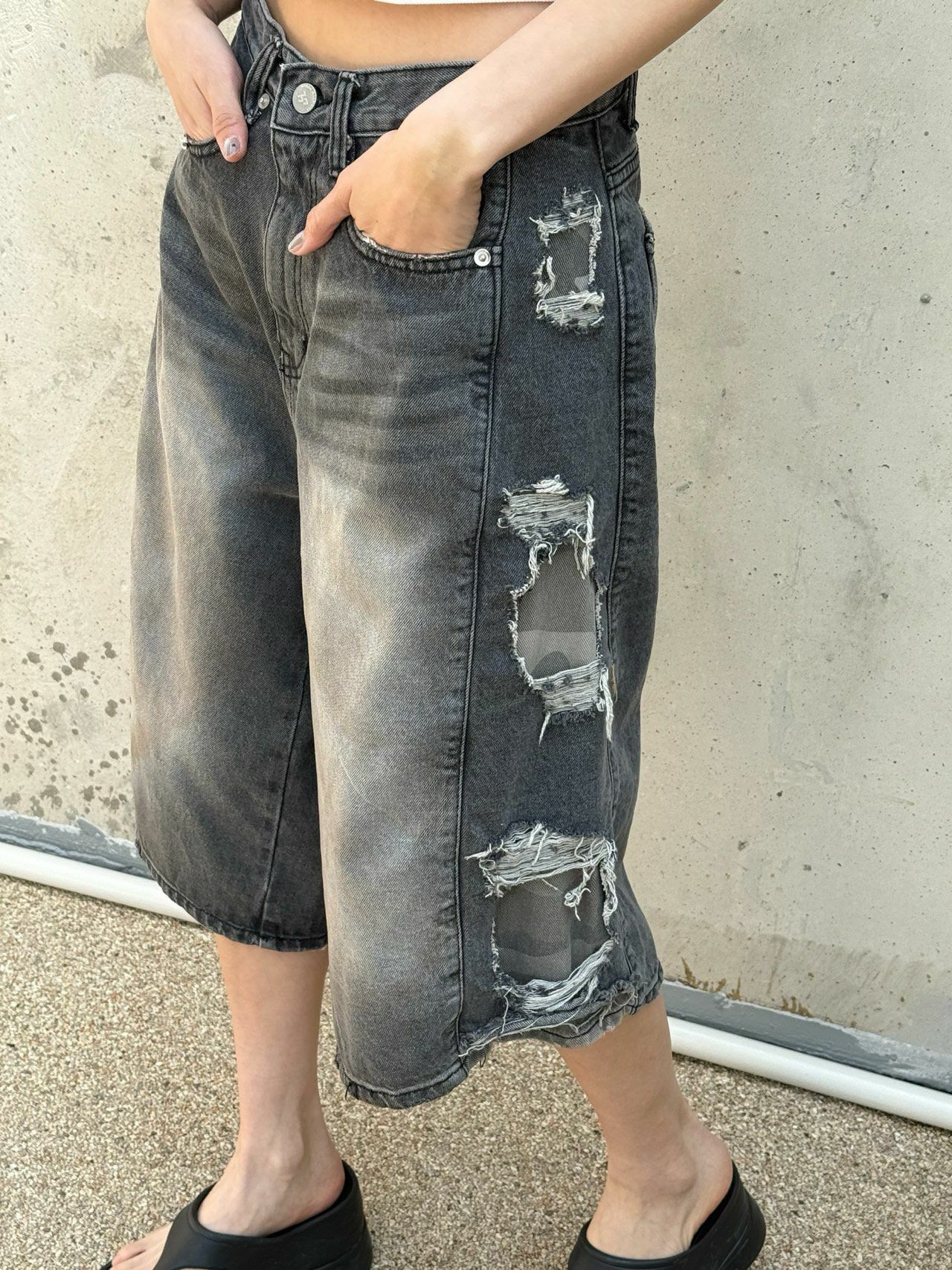 洗水破洞牛仔短褲 UNUSED-085P