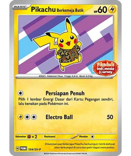 Pikachu Berkemeja Batik Promo Card (154/SV-P) [Indonesi