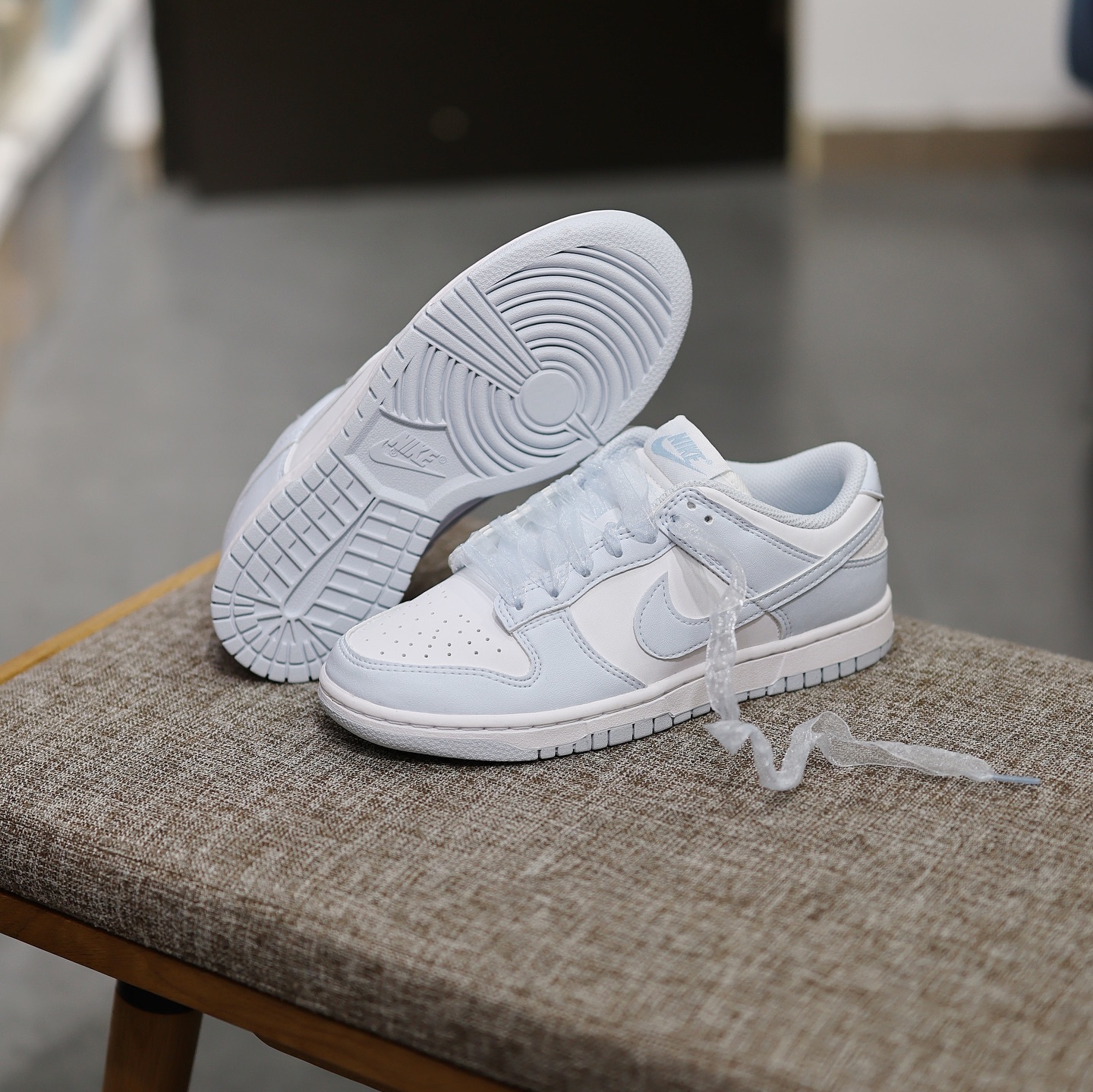 NIKE DUNK LOW NEXT NATURE 絲綢緞帶冰川藍淺藍 IB7311-100