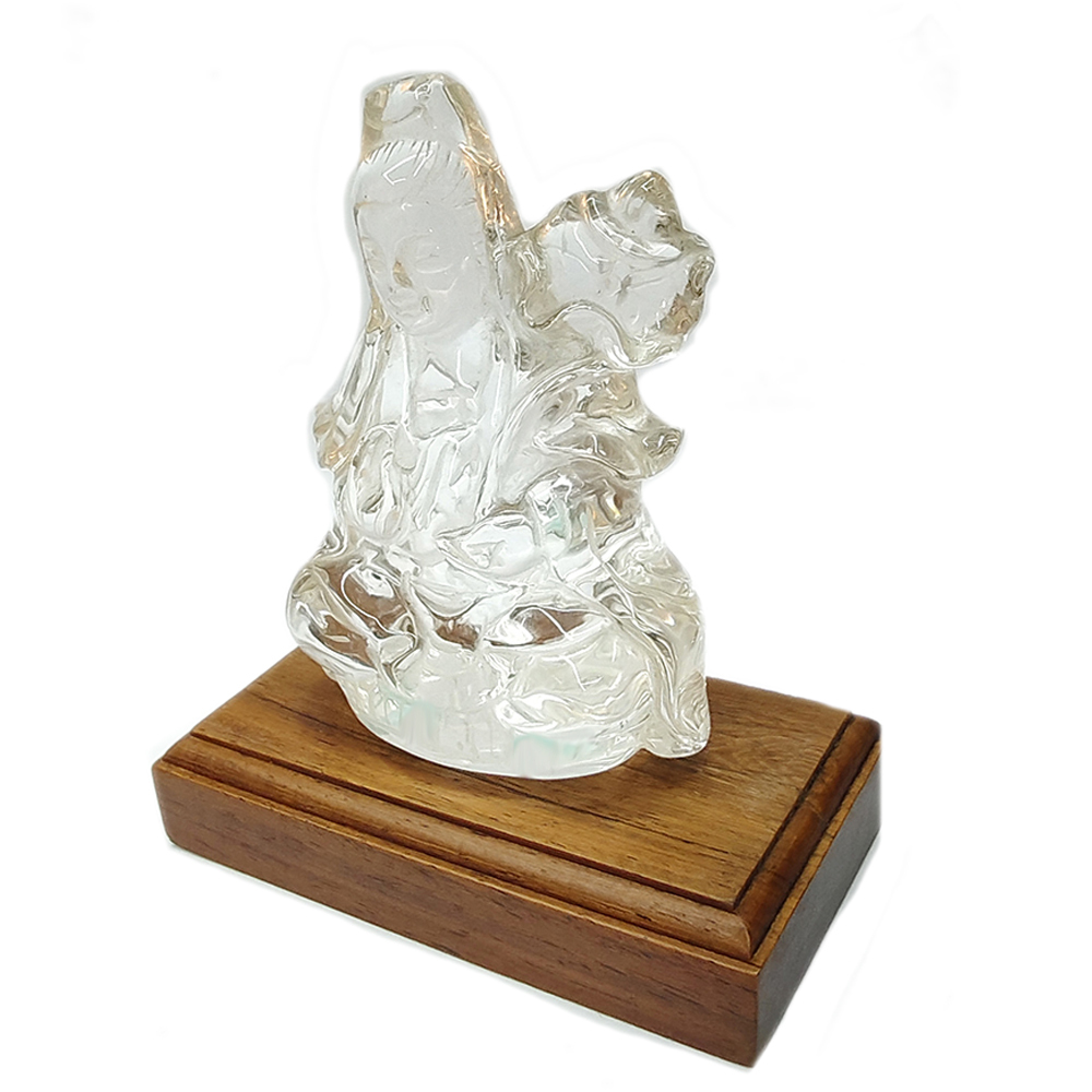 水晶蓮花觀音精品擺件10公分【十方】124092