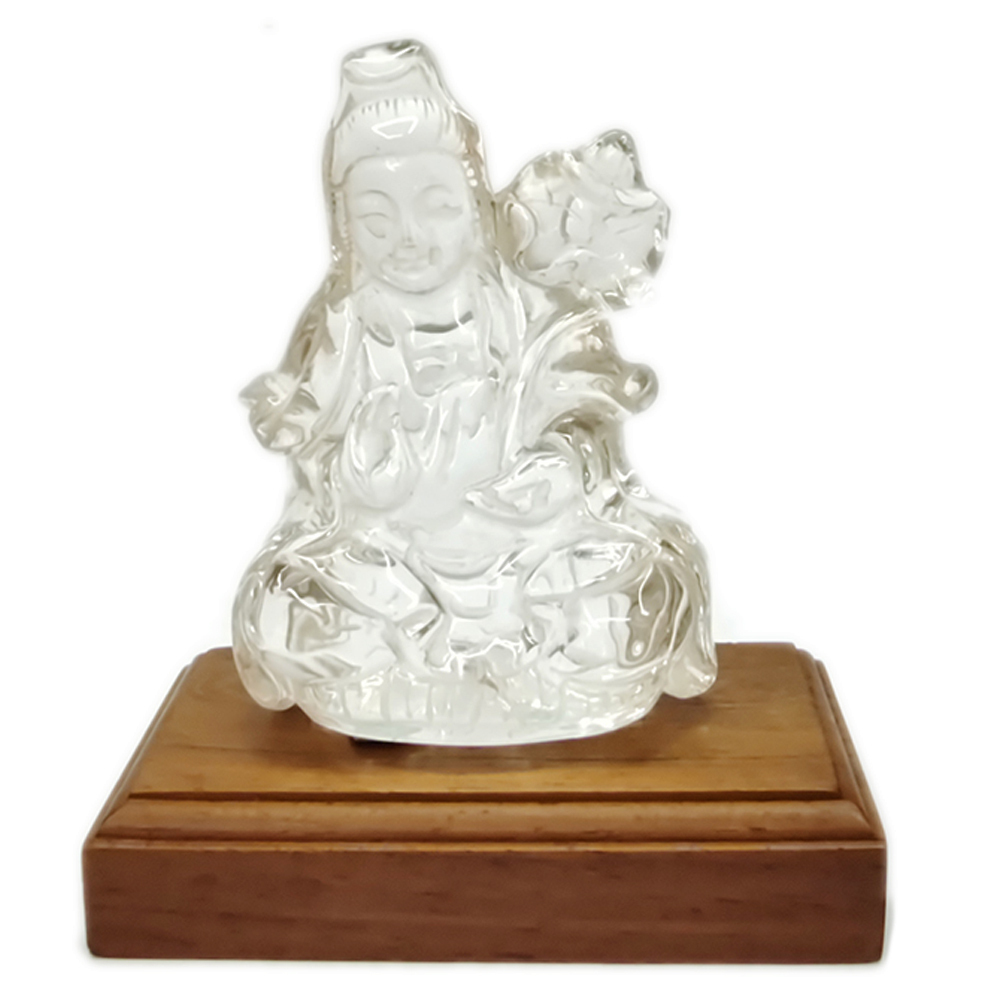 水晶蓮花觀音精品擺件10公分【十方】124092