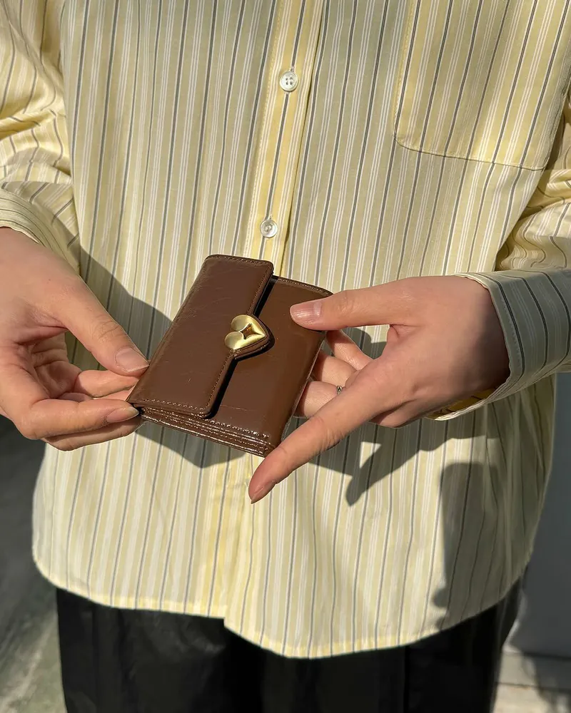 FENNEC HEARTY FLAP WALLET 愛心釦 卡夾 鈔票夾 翻蓋皮夾 皺紋牛皮