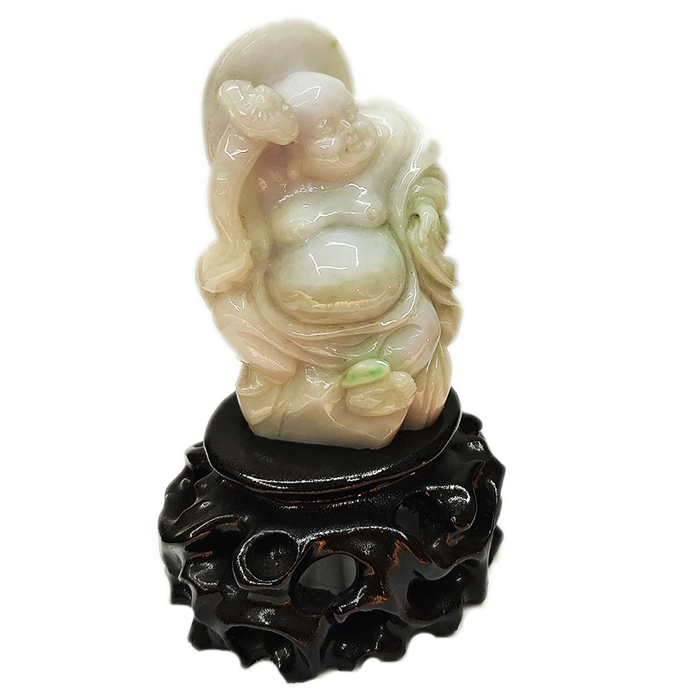 如意財神{紫羅蘭帶綠}玉擺件12公分【十方】117208