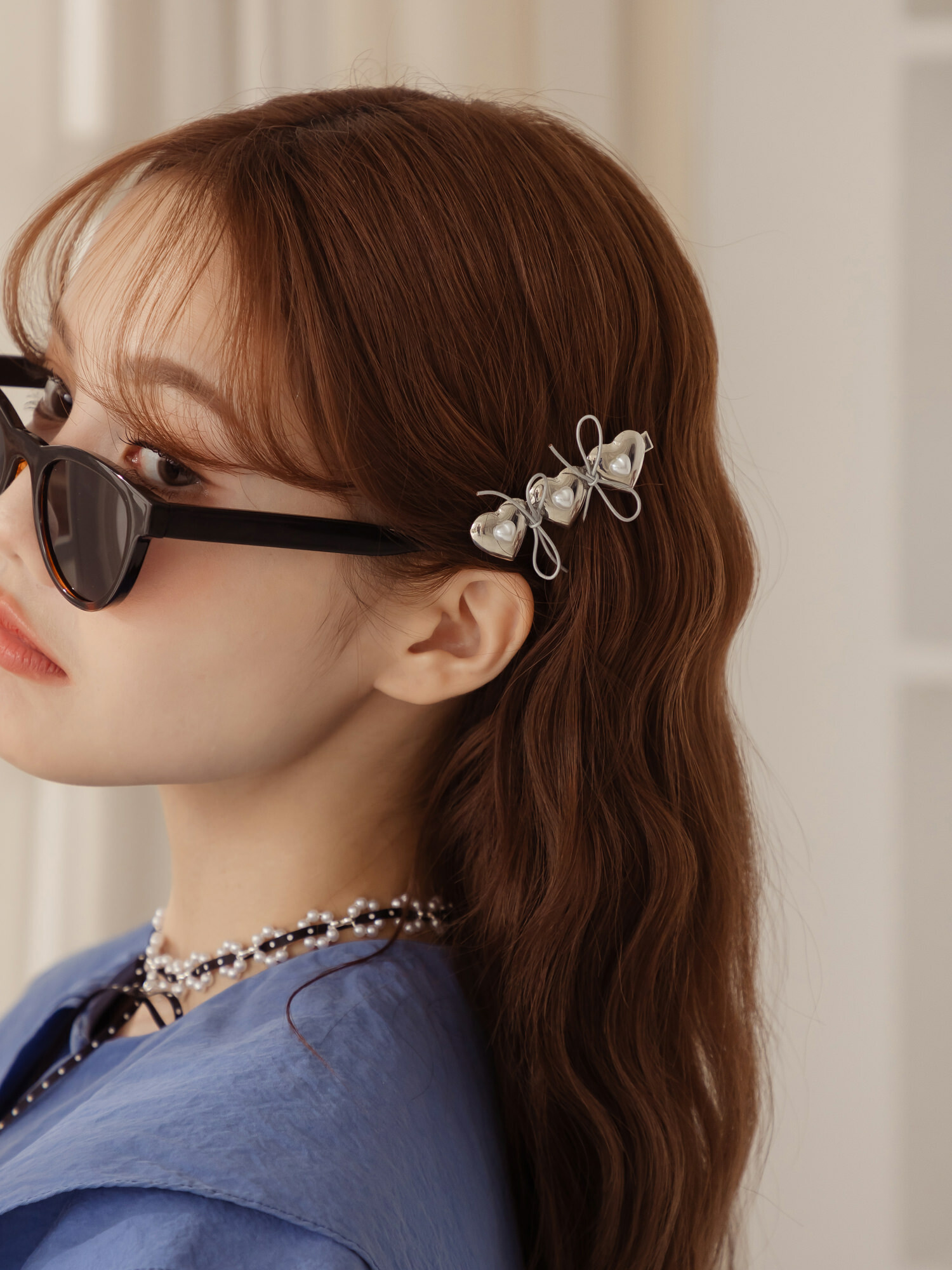 催眠彈指術。MUCHAT手作銀色愛心蝶結髮夾/壓夾